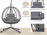 Egg Chair with Stand Indoor Outdoor Swing Chair Patio Wicker Hanging Egg Chair Hanging Basket Chair W874106468