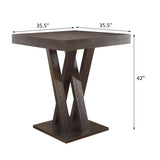 ZNTS Cappuccino Double X Base Square Bar Table B062P145581