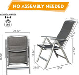 Patio Folding Chairs Set of 2, Aluminium Frame Outdoor Reclining Patio Chairs for Garden Camping W1859P210876