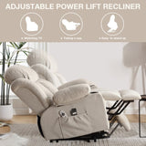 Power Lift Recliner Chair with Heat and Massage Electric Fabric Recliner Chair for Elderly with Side W1807P298601