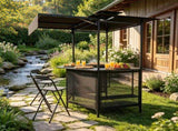 6' x 5.5' Outdoor BBQ Grill Shelter Gazebo, Waterproof Fabric Canopy with 2-Tier Roof, 6 Hanging 41713667