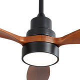 ZNTS 52 Inch Wooden Ceiling Fan With 3 Solid Wood Blades Remote Control Reversible DC Motor With Led W882P147232