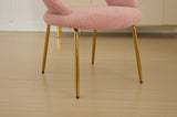 061-Set of 1 Teddy Fabric Chairs With Curved Backrest and Golden Metal Legs for Kitchen or W527P255486