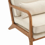 Oak Armrest Oak Upholstered Single Lounge Chair Indoor Lounge Chair Off-White 27168423