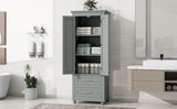 Tall Storage Cabinet with Two Drawers for Bathroom/Office, Grey WF299284AAE