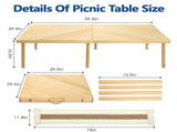 60" x 30" Foldable Boho Low Picnic Table, Solid Wood Beach Table with Adjustable Legs, Portable 08190276