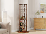 73" Tall Round Wine Rack, Freestanding Wine Bar Cabinet With Rotating Design Wine Glass Rack, N728P513727Z