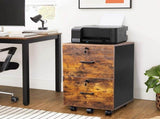 2-Drawer Rolling Wood File Cabinet with Lock, Brown & Black 91736369