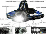 Rechargeable LED Headlamp Camping Hiking Headlamp Work Light BatteryCharger Set 01159336