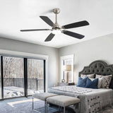 Modern 52 Inch Led Ceiling Fan 110V 6 Speed Wind 5 Blades Remote Control Reversible DC Motor W882P146293