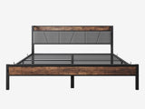 Queen Size Bed Frame, Storage Headboard with Charging Station, Solid and Stable, No Box Spring W840120029