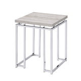 Natural Oak and Chrome End Table with Metal Sled Base B062P189175