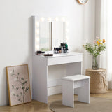 ZNTS Vanity table with large lighted mirror, makeup vanity dressing table with drawer, 1pc upholstered 16427399