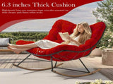 6.3" Outdoor Rocking Chair Cushion Waterproof & Fade-Resistant Egg Lounge Chair Pad with 6 99068411