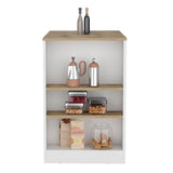 Portree Kitchen Island with 3-Side Shelves B070P188817