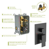 Dual Shower Head - 12 Inch Wall Mounted Square Shower System with Rough-in Valve,Matte black W124357630