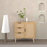 Modern Rattan Wood Dresser Wood Storage Cabinet Sideboard for Bedroom, Living Room, Entryway, W808P212693