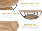 Round Coffee, 31.7" Circle Coffee for Living Room, Modern 2-Tier Wood Accent Center B082P356379