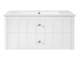 30" Modern Floating Bathroom Vanity with Oval Knobs & Round Edge, Soft-Close Drawer Slides, Bathroom 65789938