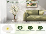 White Faux Plum Blossom Plant with Solid Wood Trunk 35065483
