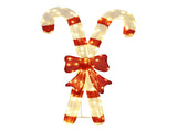 Lighted Candy Cane and Red Bowknot Christmas Decorations, Pre-lit 2D Holiday Decor with 100 Warm 14090929
