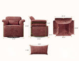 360 Degree Square Swivel Accent Sofa Chair,Fluffy Fabric Lounge Wide Upholstered Reading Chair with W2012P319078