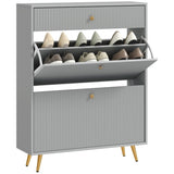 Gray shoe cabinet with adjustable shoe rack 17428289
