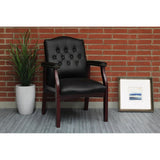 Leather Reception Guest Chairs W/Padded Seat and Arms Ergonomic Mid-Back Office Executive Side Chair W133356881
