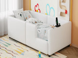 Twin Size Upholstered Platform Bed with Guardrail and Charging Station, White N709P186347K