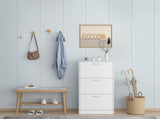 Shoe Cabinet for Entryway, White Narrow Shoe Storage Cabinet Flip Down Shoe Rack Wood 3 Tier Shoe 58259899