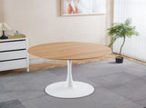 42.1 Inch Oak Grain Textured Finish Tulip Dining Table, Mid-Century Modern Table Seats 4-6, W234P370301