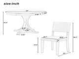 5-Piece Retro Round Dining Table Set with Curved Trestle Style Table Legs and 4 Upholstered Chairs 68208940