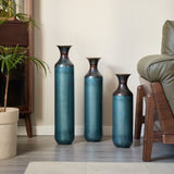 Floor metal vase modern style decoration droplet shaped white metal vase 3-piece set gorgeous W2796P290478