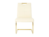 Modern Light Yellow PU dining chair Living room chair Upholstered chair, gold metal chair leg W210P179895