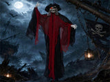 9.4FT Hanging Pirate Halloween Animatronic Decoration, Sound & Button Activated with Flashing Red 34406641