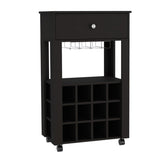 ZNTS Ambler 1-Drawer 12-Bottle Wine Cabinet Black Wengue B06279976