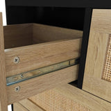 4 Drawers Rattan Cabinet,for Bedroom,Living Room,Dining Room,Hallways,Easy Assembly, Black W757137660