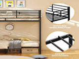 Black Twin Bunk Bed Square Tube High Guardrail Side Ladder Opening Iron Bed 85462110