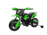 12V Kids Motorcycle 2 x 35W Electric Dirt Bike with Training Wheels Rear Suspension Horn Green 08853533