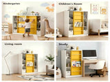 Bookshelf 6-Cube Storage Cabinet Bookcase with Sliding Storage Door Wooden Toy Organizer with Book 79050766