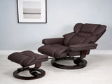 8-Point Massage Recliner with Ottoman, Heated Cat Scratch Leather Reclining Chair ,Bent Wood Base, W1622P460963