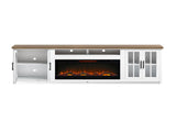 97 inch Fireplace TV Stand Console for TVs up to 100 inches, Minimal Assembly, Jasmine Whitewash and B108P160230