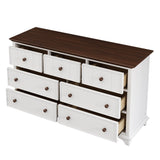 Wooden Captain Seven-Drawer Dresser for Bedroom, Living Room, Kids' Room, WhiteWalnut WF317050AAK