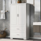 ZNTS Tall Bathroom Storage Cabinet, Cabinet with Two Doors and Drawers, Adjustable Shelf, MDF Board, WF310828AAK