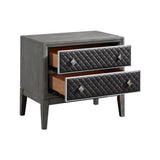 Modern Styling Bedroom 1pc Nightstand of 2 Drawers Faux Leather Upholstered Gray Classic Design B011P186572