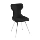 Ultra Modern Dining Furniture Set of 2 Side Chairs Black Velvet Upholstery Chrome Finish Metal Legs B011P285774