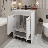 Shell Bathroom Vanity with 2 Doors and Open Storage, White B128P314797