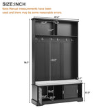 ON-TREND Elegant Hall Tree with Sliding Doors, Versatile Coat Rack with 6 Silvery Hooks & Handles, N721P205787B