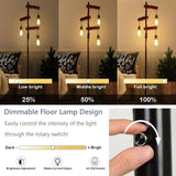 Dimmable Industrial Floor Lamp, Farmhouse Tree Floor Lamp, 68 Inch 3 Lights Wood Standing Lamp, W2738P227440