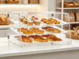 3-Tier Commercial Countertop Bakery Display Case, Acrylic Pastry Display Box with Rear Door Access, 62814467
